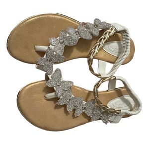 Girl's White Butterfly Rhinestone Slingback Sandals Size 3 Spring/Summer Casual